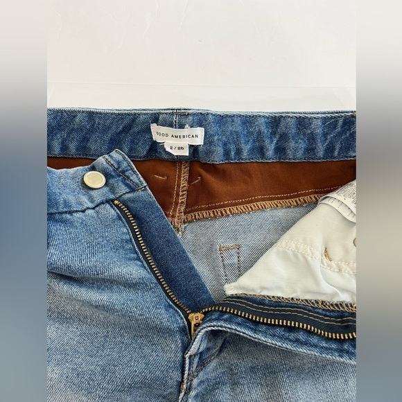 Good American Icon Mixed Media Denim and Faux Suede Jeans Size 2 / 26 - Picture 2 of 10